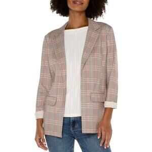 LIVERPOOL Glen Plaid Boyfriend Blazer Orange Brown Autumnal Sz XL {3Y2}